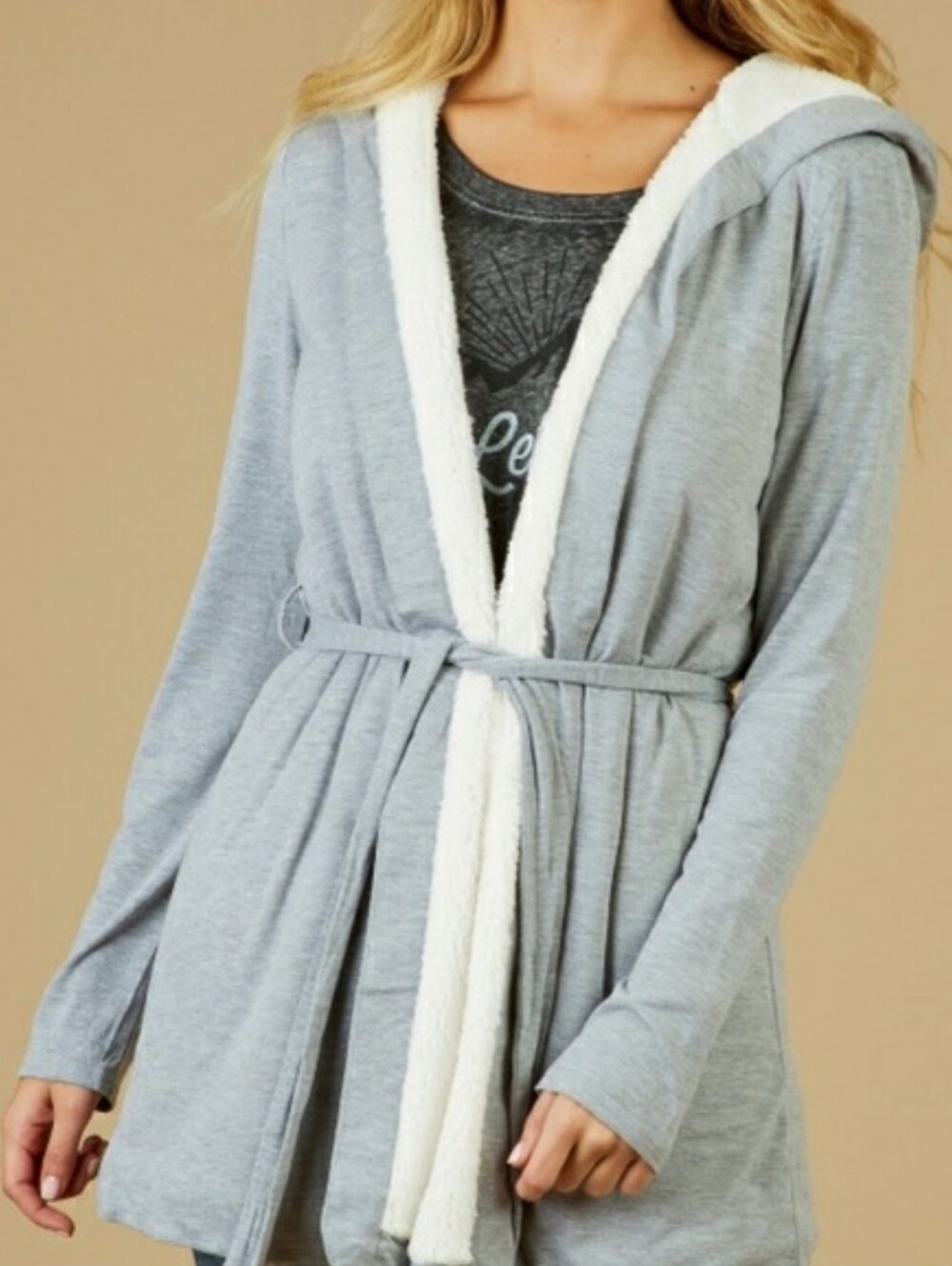 Altar'd State Intimates NWT Warm Up Gray Hooded Robe Size Large